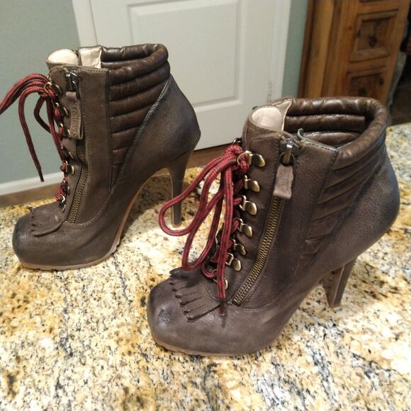 Boutique 9 Arael Platform Ankle Bootie Lace Up High Heels Women's Sz 5.5 - Picture 4 of 13